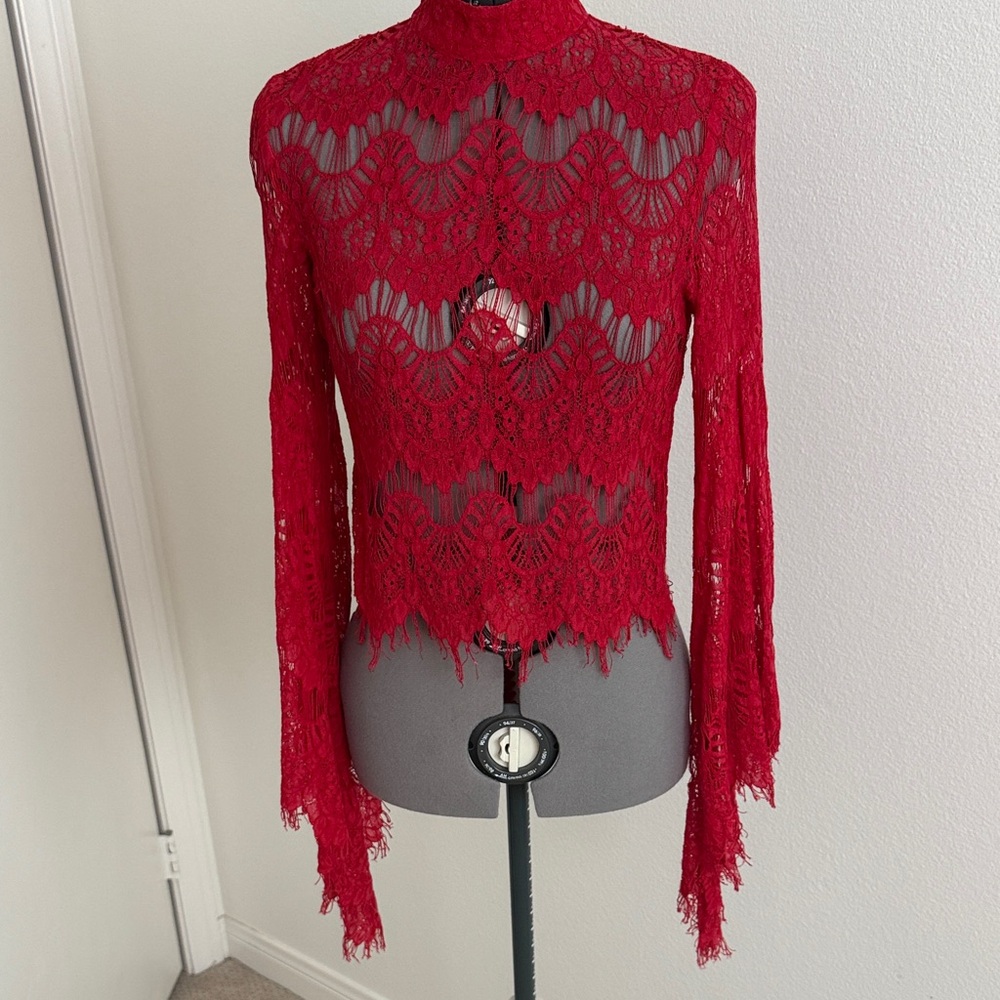 MINKPINK Red Lace Blouse